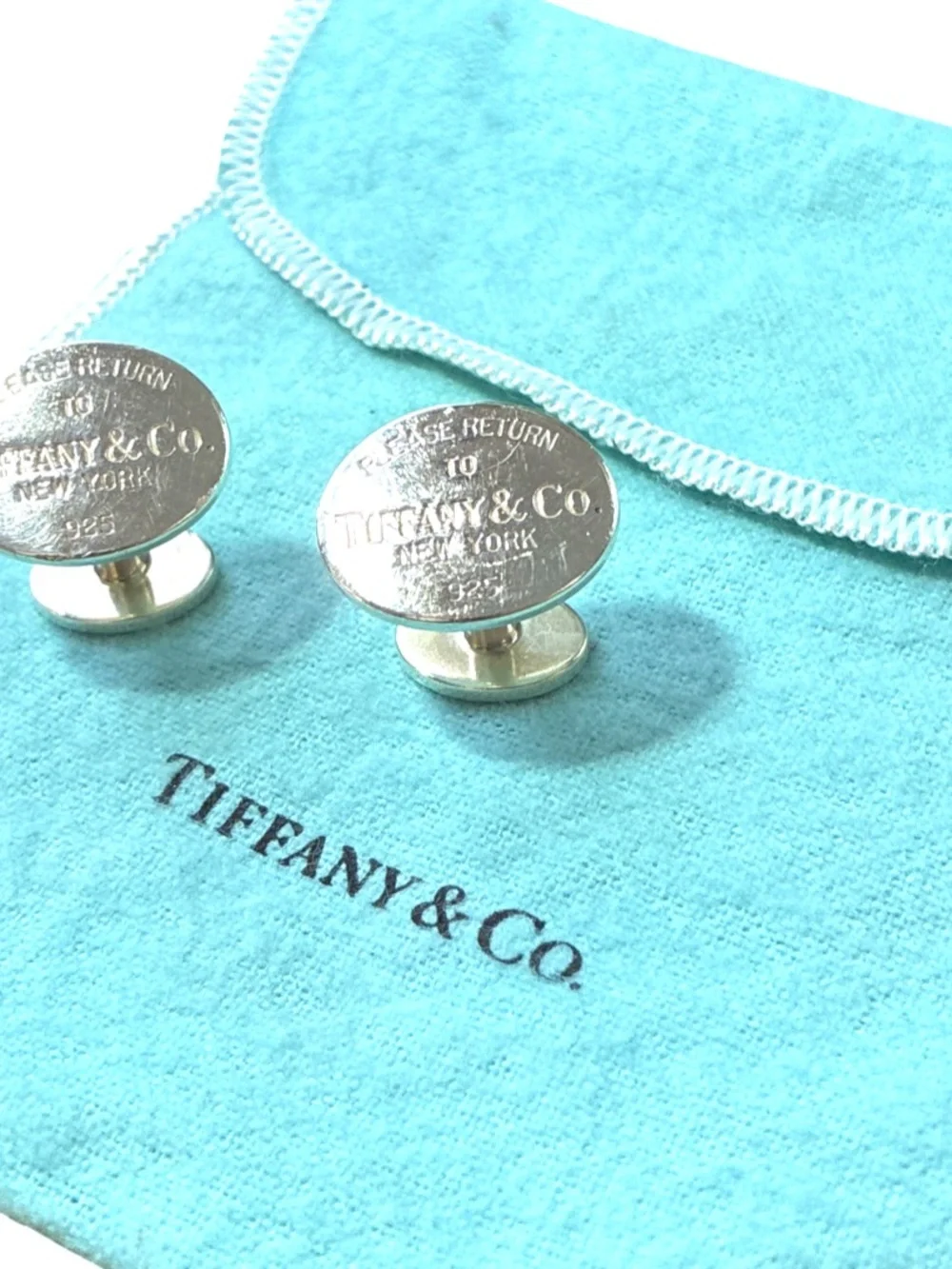 Tiffany & Co Sterling Silver 925 Oval Cufflinks   Please Return to NY